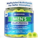 Mens Multivitamins Gummies, Multivitamínico Metilado para Hombres, Complejo B, Minerales, Vegan Omega 3, Probiótico, Enzyme, Antioxidantes para el soporte diario completo de hombres, Sugar Free, Vegan (No Iron) 60 Condes