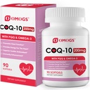 OMOGS CoQ10 200mg Softgels, Coenzima Q10 Suplementos de alta absorción Soporte Salud cardíaca, Salud cardiovascular, Sistema de inmunodeficiencia & producción de energía celular, Gluten Free, 90 Softgels