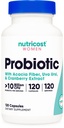 Nutricost Probiotic for Women 10 Billion CFU, 120 Capsules - Complejo con Acacia Fiber, Uva Ursi & Cranberry Extract, Non-GMO & Gluten Free