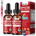 Cretina HCL gotas líquidas para hombres " mujeres " , Hidrocloruro de Creatina con L-Carnitina, L-Glutamina, BCAA, Vitamina B12 " B6 para el crecimiento muscular " Végan, sabor de sabor mixto de Berry, 4 Fl Oz