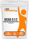 BulkSupplements.com BCAA 3:1:2 Powder - BCAA Suplementos, Aminoácidos de cadena ramificada Polvo - Sin sabor, 1,5g por ser, 1kg (2,2 libras) (Pack de 1)