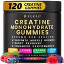 KUKALY Cretine Monohydrate Gummies for Men &amp; Women, 9000MG Creatine Gummies Sugar Gratis - Mixed Flavored with L-Taurine, BCAA 2:1, B12 B6 for Boost Strength, Focus &amp; Endurance, Vegan, Non-GMO, 120pcs