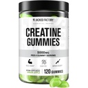 Gafas de azúcar de la fábrica de Jacked Gummies - 5g Daily Dose (1.25g por Gummy) - Azúcar de goma de crema libre para hombres y mujeres, Vegan-Friendly, de terceros probado - 120 Gummies, manzana verde