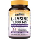 Vitalibre L-Lysine 1000 mg, High Potency L-Lysine HCl, Free Form Essential Amino Acid, Protein &amp; Collagen Synthesis, Immune Support, Maximum Absorption, Vegan, 120 Tablets