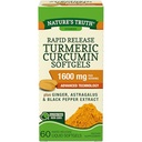 Verdad de la naturaleza Rapid Release Turmeric Curcumin Softgels, 1600mg - 60 Liquid Softgels Cada (Value Pack de 2)