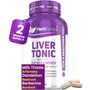 Herbtonics Liver Cleanse Detox &amp; Repair Supplement with Milk Thistle & Artichoke 20-in-1 Liver Support Fórmula, Energía &amp; Salud general TEN Dandelion, Turmeric, Berberine TEN 120 Vegan Capsules