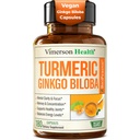 Ginkgo Biloba Suplemento con Curcumina Turmérica y Pepper Negro para Absorción Alta - Ginko Biloba Capsules con Curcuma para Focus, Memory Support, Joint " Brain Health - NonGMO - 180 Vegan Capsules