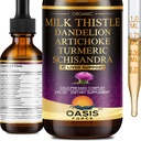 Extracto de la leche orgánica líquido para la limpieza del hígado Detox " Reparación, Silymarin Milk Thistle Drops Suplemento con Dandelion " Artichoke para soporte para el hígado, Vegan, Sin alcohol, 2 FL OZ