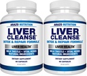 Arazo Nutrition Liver Cleanse Detox " Repair Formula – Milk Thistle Herbal Support Suplemento: Silymarin, Beet, Artichoke, Dandelion, Chicory Root (Pack of 2)