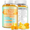 Liver Cleanse Detox &amp; Repair 2000 Mg Milk Thistle Gummies - Mango Pineapple - con NAC, Glutathione, Dandelion Root, Aloe Vera Leaf, etc, Gluten-Free, 60 Condes