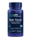 Extensión de la vida Milk Thistle, silymarin, silibinins, isosilybin A & B, Ofrece beneficios completos de esteto de leche para la salud del hígado, no GMO, libre de gluten, vegetariano, 60 cápsulas