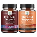 Bundle of Green Coffee Bean Extract for Uric Acid Cleanse " Detox with Turmeric Tart Cherry " Celery Seed and Herbal Thyroid Support Complex with L Tyrosine, Bladderwrack, Selenium " Pure Ashwagandha
