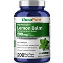 NusaPure Lemon Balm 30:1 Extracto, 200 mg Equivalente a 6000mg Por Vegan Caps - 200 Conde No GMO, Vegan Bioperina