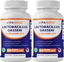 Vitamatic Lactobacillus Gasseri - 12 billón por cápsula DR - 60 cuenta - Soporte Digestivo - Hecho con fibra prebiótica 2 Pack