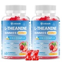 L-Theanine Gummies for Kids & Adults, L Theanine Supplement with Magnesium Glycinate, Ashwagandha, GABA, 5HTP for Calm, Relax, Zzz & Focus Support, Vegan Strawberry Flavor, 120 Count