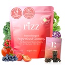 Rizz Sugar-Free Green Gummies - 60+ Superfoods 6g Fiber - Prebiotic and Probiotic Gummies - Vegan Multivitamins for Women & Men - Gluten Free - Mushroom, Fruit and Vegetable Supplements -14 Day Supply