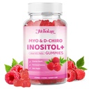 Myo-Inositol & D-Chiro Inositol Gummies, Ideal 40:1 Ratio Supplement for Women with Vitamin D3 & B12 for Support Hormonal Balance & Wellness, Sugar Free, Raspberry, 60 Count