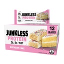 JUNKLESS Birthday Cake Protein Bars | 15g Protein, Low Sugar, High Fiber, Gluten Free | Healthy Snack for Kids & Adults | 12 Bars