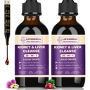 30-in-1 Kidney and Liver Cleanse Detox & Repair Drops with Cranberry Extract, Milk Thistle & Chanca Piedra, Vegan Kidney Support Supplement for Urinary Tract & Liver Support | Blueberry Flavor, 2P