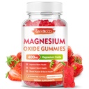 Magnesium Oxide Gummies 400mg, Chewable Magnesium Oxide Suplemento para Adultos &amp; Niños, Nerve &amp; Muscle Support, Non-GMO, Sugar-Free, Strawberry Flavor, 60 Condes