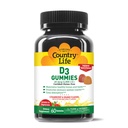 Country Life Vitamin D3 Gummies – 1,000 IU Cholecalciferol, 60 Conde – Apoya Bone & Immune Health – Vegetarian, Gluten-Free, Strawberry & Orange Flavors – Pectin-Based, No Artificial Sweeteners