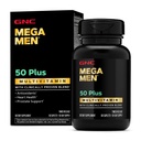 GNC Mega Hombres 50 más cápsulas multivitamínicas, salud clínica, corazón y próstata, vitaminas B, Saw Palmetto, memoria, vitamina D-3, 60 cuenta