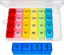 Organizador semanal de píldoras 4 veces al día, Caja de Organizador de Medicina, Caja de Píldora de Viajes Organizador diario 7 días, Caso de Píldora, Fichero de Contenedor de Píldoras para Mantener Vitaminas/Aceites de Pesca.