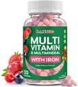YumVs Niños Multivitamínicos con Iron &amp; Minerales Tablas Chewable – Grape & Berry Flavor Vitaminas para niños pequeños Edad 2+ – Daily Multivitamin for Immune Support – Kosher, Non-GMO – 120 Chewables