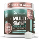 Herbtonics Creatine for Women 5000mg Creatine Monohydrate + Multi Collagen Protein Powder (Type I, II, III, V, X) – Lean Muscle, Recovery & Skin Support – Grass-Fed, No Bloat, Unflavored – 30 Servings