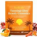Tanning Gummies with Astaxanthin for Women & Men, Sunless Tanning Supplement with Beta Carotene, Lycopene & Collagen, Radiance & Hydration, Carotene Tanning Alternative –Vegan, Sugar Free (60 Count)