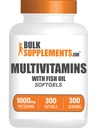 BulkSupplements.com Multivitamin Softgels - Suplemento multivitamínico diario, multimineral para hombres y mujeres con aceite de pescado - Gluten Free, 1 Softgel por ser (1000mg), 300 Conde (Pack of 1)