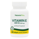 NaturesPlus Vitamina E - 400 iu Mixed D-Tocopherol, 60 Softgels - Easy to Swallow Vitamin E Suplemento, derivado de Natural Soybean Oil - Free-Radical Defense - Gluten-Free - 60 Servimientos