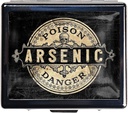 7 días cromado brillante plata píldora organizador con espejo interior tiene 8 compartimientos separados rectángulo 7 días caja de la píldora de la caja (Arsenic Vintage Style Poison Label)