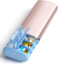 Vaydeer 7 días organizador semanal de píldoras 2 veces al día, caja de metal Am Pm Travel Pill, caja de triples de capacidad diaria para suplementos, píldoras, vitaminas y medicamentos (oro rosa)