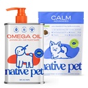 Native Pet Advanced Calming Chews for Dogs & Omega 3 Fish Oil for Dogs & Cats - Wild Alaskan Salmon Oil Supports Joints, Heart, Reduces Shedding, & Anxiety Related Behavior