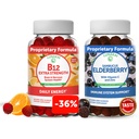 Lunakai Vitamina B12 y Elderberry Gummies Bundle - 3000 mcg Gummy para adultos Apoyo energético y salud ósea - Suplemento de apoyo inmunológico con zinc y vitamina C