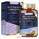 18-in-1 Collagen Pro with Hyaluronic Acid, Keratin, Biotin, VIT A C & E for Skin, Hair, Nails, Joint & Beauty - Multi Collagen Peptides Capsules with Type I II III V & X for Women & Men - 120 Caps