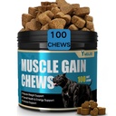 Muscle Gain Chews Dog Weight Gainer Supplements with High Protein & Canine Amino Acids Puppy Vitamins Canine Muscle Builder Formula for Bully & All Breeds Puppies & Adult & Senior Dogs-100