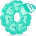 Gran organizador semanal de píldoras, caja de píldoras 7 días, KAPENS Daily Vitamin Case Compartimientos de gran capacidad, Contenedores de píldoras para suplementos de medicina de aceite de pescado, verde