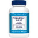 El óxido de magnesio de Vitamin Shoppe 400mg - Fórmula mineral diaria esencial para apoyar la producción de energía, relajación muscular, salud ósea y promover la regularidad digestiva (200 cápsulas)