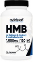 Nutricost HMB (Beta-Hydroxy Beta-Methylbutyrate) 1000mg (120 Capsules) - 500mg Por Capsule, 60 Servings - Gluten Free and Non-GMO