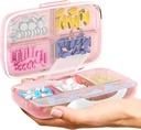 Organizador de píldoras de viaje - Airtight Medicine Case for Traveling Portable Pharmacy Box with Labels Vitamin Container 8 Compartment Supplement Medication Holder Large Capacity Daily (Pink)