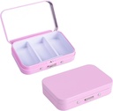 2Pack Pill Box 3 Caja de Píldora de Compartimiento, Caja de Píldora de Metal Portátil con Espejo para Medicina, Vitaminas, Aceite de Pesca y Suplementos, Caja de Píldora Portátil para Bolsillo o Púrpura(Pink)
