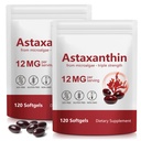 Astaxanthin 12mg Softgels from Microalgae – Antioxidant Support Supplement – Gluten Free, Vegan Friendly – 120 Softgels