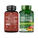 Píldoras multi colágeno superabsorb (Tipo I II III V X) Hierbas orgánicas y bioperina + Multivitamina entera de alimentos para hombres - Multi vitaminas naturales, minerales, extractos orgánicos Árbol
