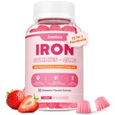 Vegan Iron Supplement Gummies for Women & Men, Anemia, Blood Builder & Energy Support for Iron Deficiency, with Vitamin C, A, B Complex, Folate, CoQ10, Sugar Free, Non-GMO, 60 Count