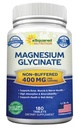 aSquared Nutrition Magnesium Glycinate 400mg - 180 Tablets - Max Strength Magnesium Bisglycinate Supplement -Maximum Bioavailability & Absorption-Non-GMO -No Buffered-Supports Muscles, Bones & Heart