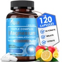 ASSR Complejo de Magnesio Triple – Suplemento de magnesio de 300 mg con Glycinate, Malate " Citrato – Apoyo Relajación, Función del musculo " - Alta Absorción, Vegan, No OGM, 120 cápsulas