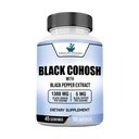 American Standard Supplements Black Cohosh 1300mg Por Serving with Black Pepper Fruit Extract - Vegan, Gluten Free, Non-GMO, 90 cápsulas, 45 piezas