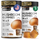 Mushroom Gummies 5000 Mg 120 Pcs (2 Pack) - Lion's Mane and 9 Adaptogenic Mushrooms Blend - Ashwagandha, L-Theanine - Mushroom Gummies for Energy, Immunity, Focus, Brain Boost - No Sugar y GMO